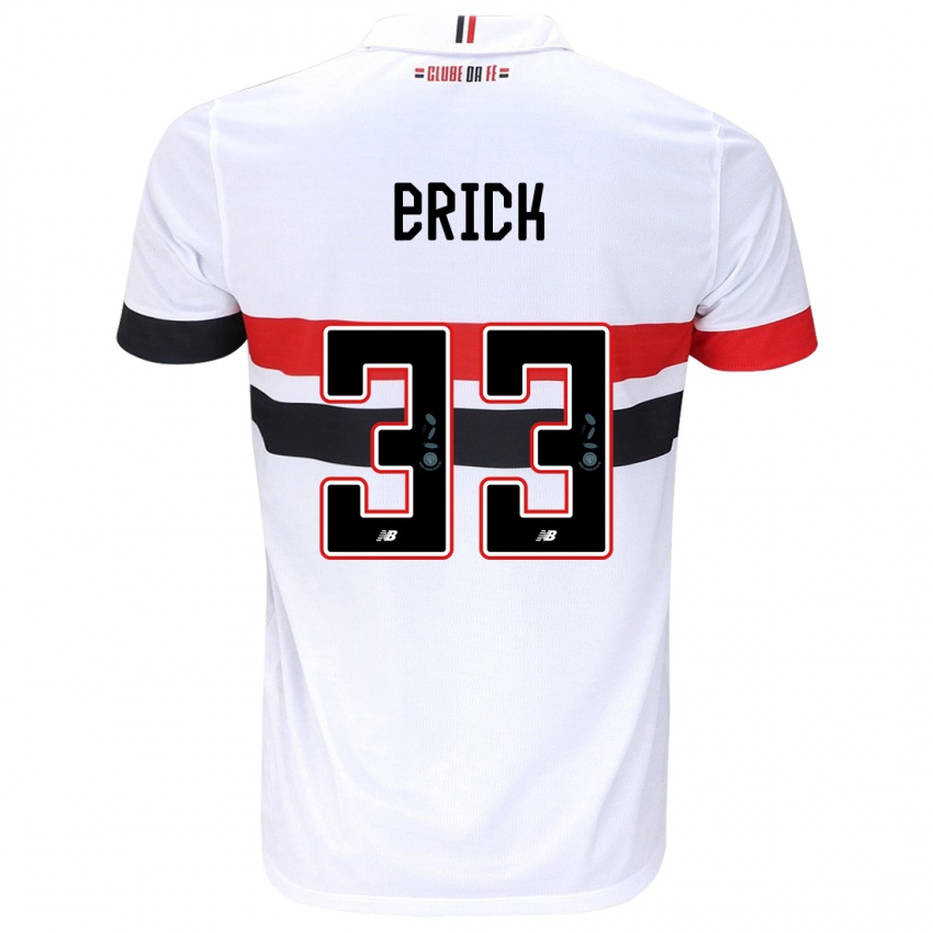 Hombre Camiseta Erick #33 Blanco Rojo Negro 1ª Equipación 2024/25 La Camisa