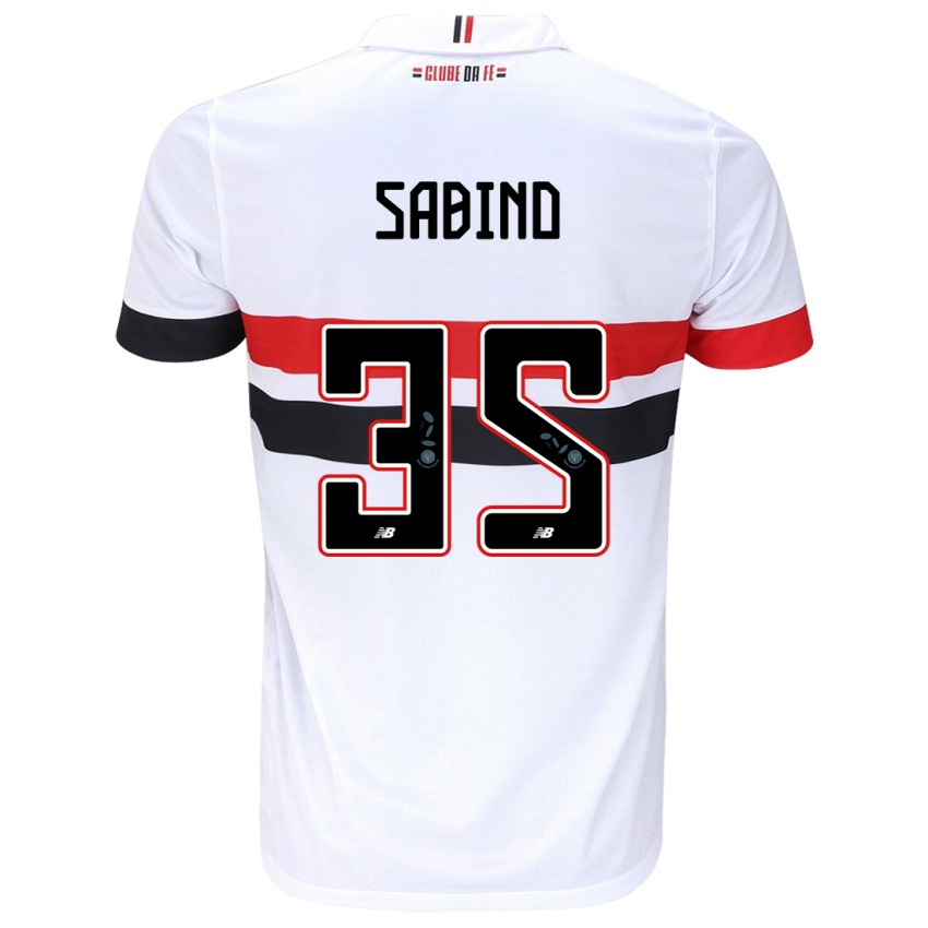 Hombre Camiseta Sabino #35 Blanco Rojo Negro 1ª Equipación 2024/25 La Camisa