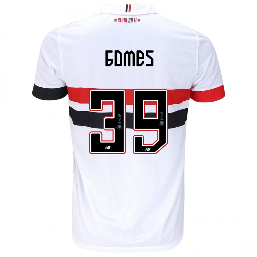 Hombre Camiseta William Gomes #39 Blanco Rojo Negro 1ª Equipación 2024/25 La Camisa