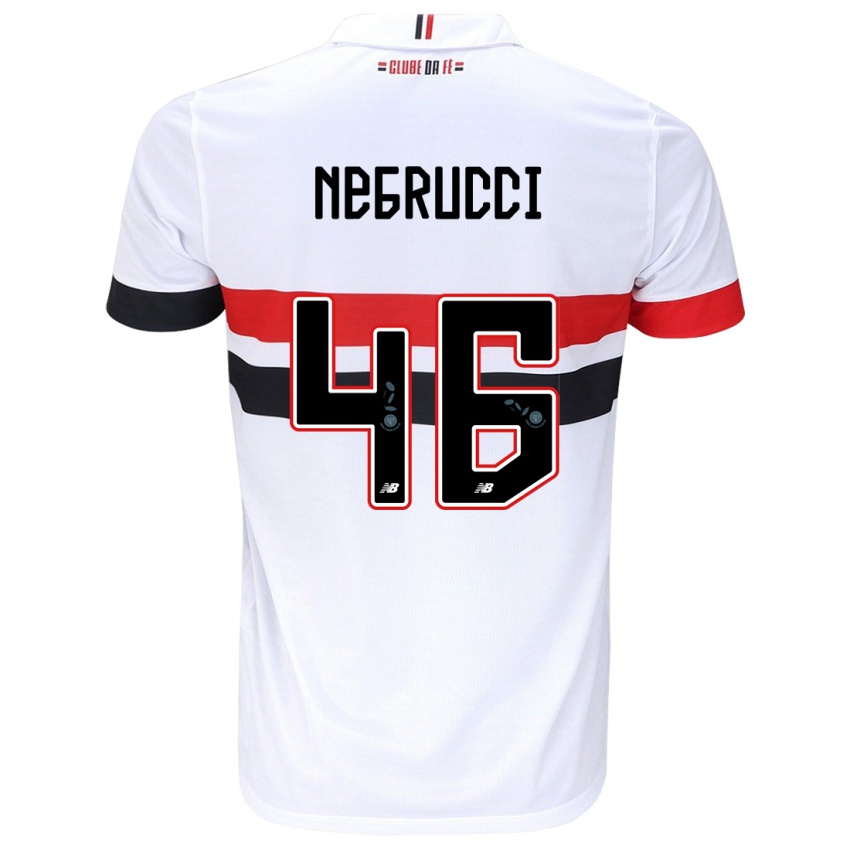 Hombre Camiseta Felipe Negrucci #46 Blanco Rojo Negro 1ª Equipación 2024/25 La Camisa