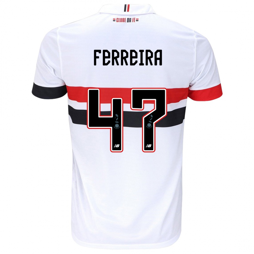 Hombre Camiseta Ferreira #47 Blanco Rojo Negro 1ª Equipación 2024/25 La Camisa