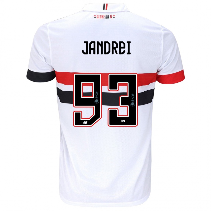 Hombre Camiseta Jandrei #93 Blanco Rojo Negro 1ª Equipación 2024/25 La Camisa