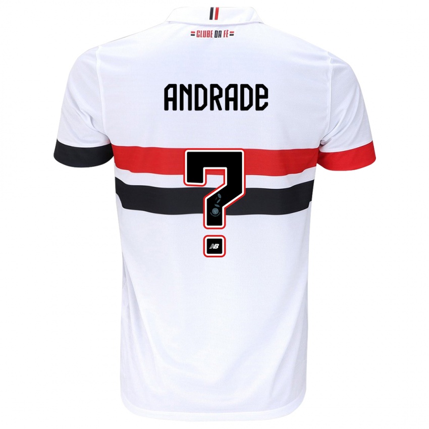 Hombre Camiseta Pedro Andrade #0 Blanco Rojo Negro 1ª Equipación 2024/25 La Camisa