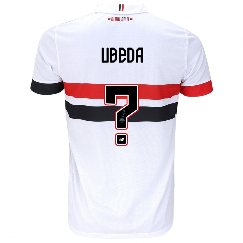 Hombre Camiseta Felipe Ubeda #0 Blanco Rojo Negro 1ª Equipación 2024/25 La Camisa