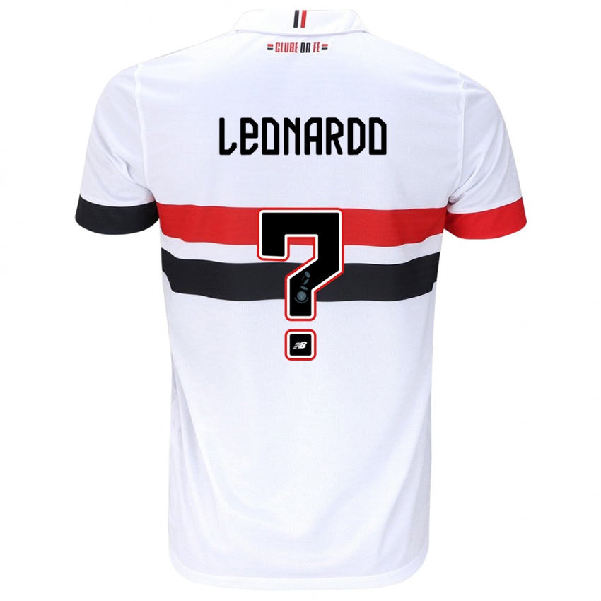 Hombre Camiseta Hugo Leonardo #0 Blanco Rojo Negro 1ª Equipación 2024/25 La Camisa