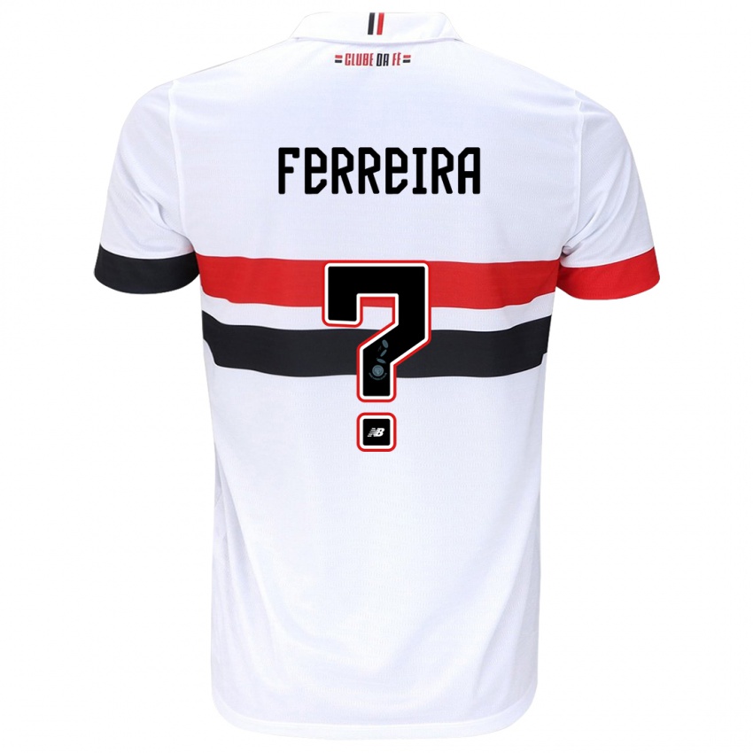 Hombre Camiseta Lucas Ferreira #0 Blanco Rojo Negro 1ª Equipación 2024/25 La Camisa