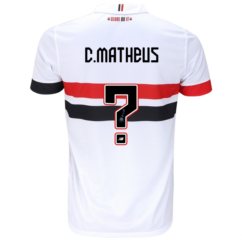 Hombre Camiseta Caio Matheus #0 Blanco Rojo Negro 1ª Equipación 2024/25 La Camisa