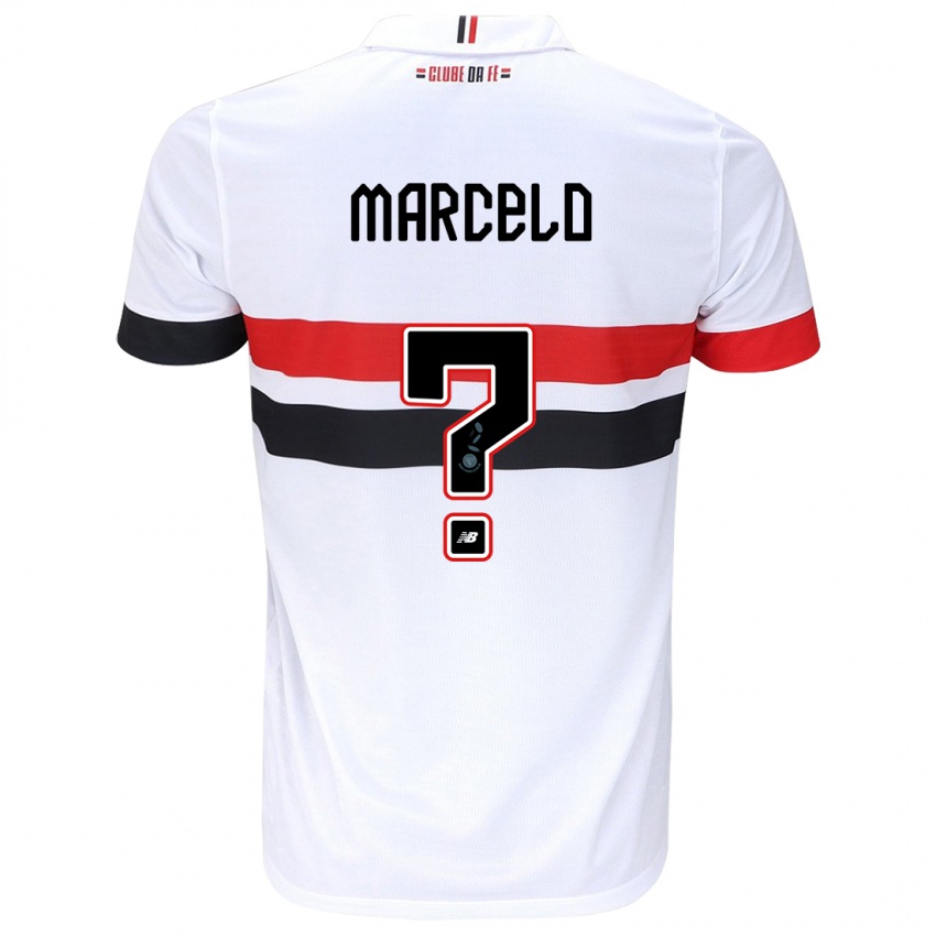 Hombre Camiseta Marcelo #0 Blanco Rojo Negro 1ª Equipación 2024/25 La Camisa