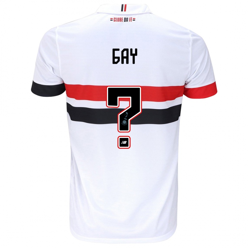 Hombre Camiseta Ganael Gay #0 Blanco Rojo Negro 1ª Equipación 2024/25 La Camisa