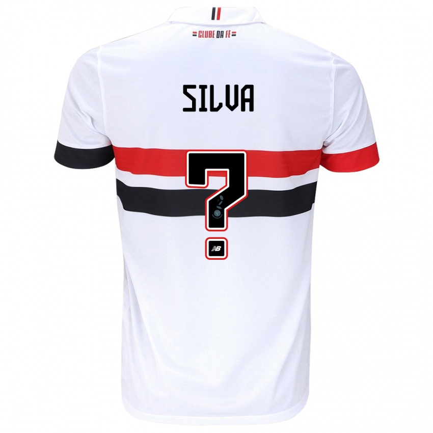 Hombre Camiseta Mateus Silva #0 Blanco Rojo Negro 1ª Equipación 2024/25 La Camisa