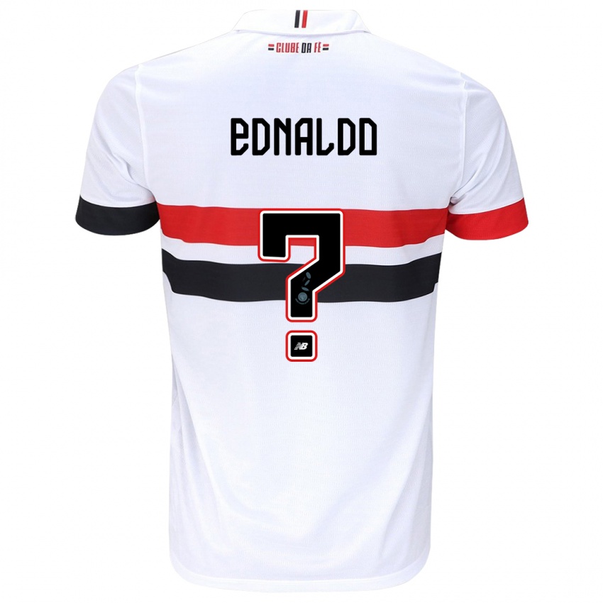 Hombre Camiseta José Ednaldo #0 Blanco Rojo Negro 1ª Equipación 2024/25 La Camisa