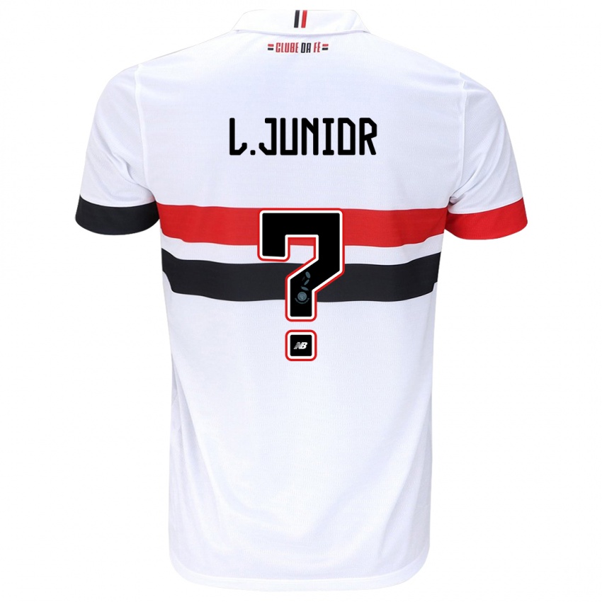 Hombre Camiseta Luciano Junior #0 Blanco Rojo Negro 1ª Equipación 2024/25 La Camisa