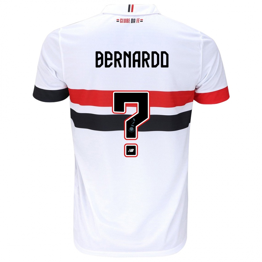 Hombre Camiseta Bernardo #0 Blanco Rojo Negro 1ª Equipación 2024/25 La Camisa