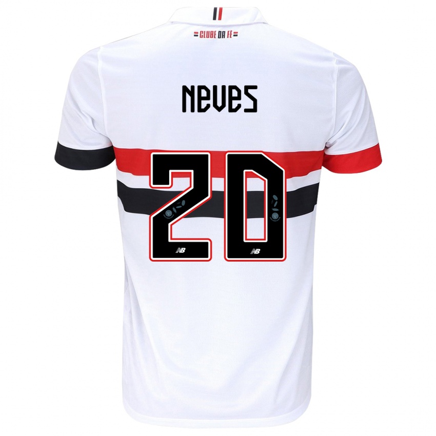 Hombre Camiseta Gabriel Neves #20 Blanco Rojo Negro 1ª Equipación 2024/25 La Camisa