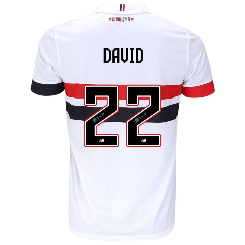 Hombre Camiseta David #22 Blanco Rojo Negro 1ª Equipación 2024/25 La Camisa