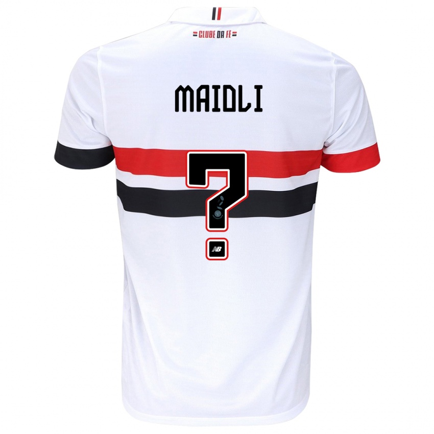 Hombre Camiseta Gabriel Maioli #0 Blanco Rojo Negro 1ª Equipación 2024/25 La Camisa