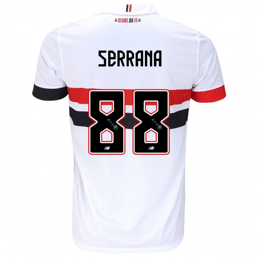 Hombre Camiseta Serrana #88 Blanco Rojo Negro 1ª Equipación 2024/25 La Camisa