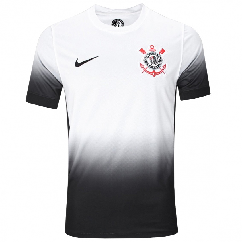 Hombre Camiseta Hugo Souza #0 Blanco Negro 1ª Equipación 2024/25 La Camisa