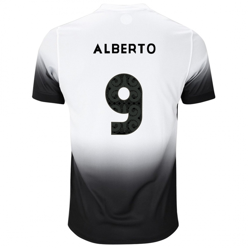 Hombre Camiseta Yuri Alberto #9 Blanco Negro 1ª Equipación 2024/25 La Camisa