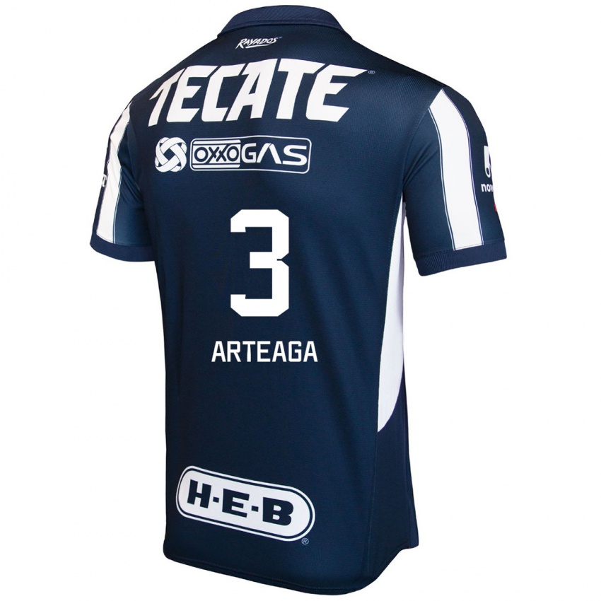 Hombre Camiseta Gerardo Arteaga #3 Azul Rojo Blanco 1ª Equipación 2024/25 La Camisa