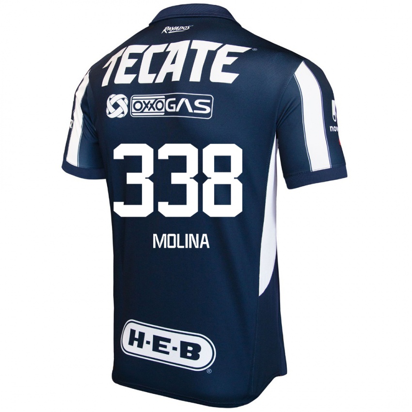 Hombre Camiseta Johann Molina #338 Azul Rojo Blanco 1ª Equipación 2024/25 La Camisa