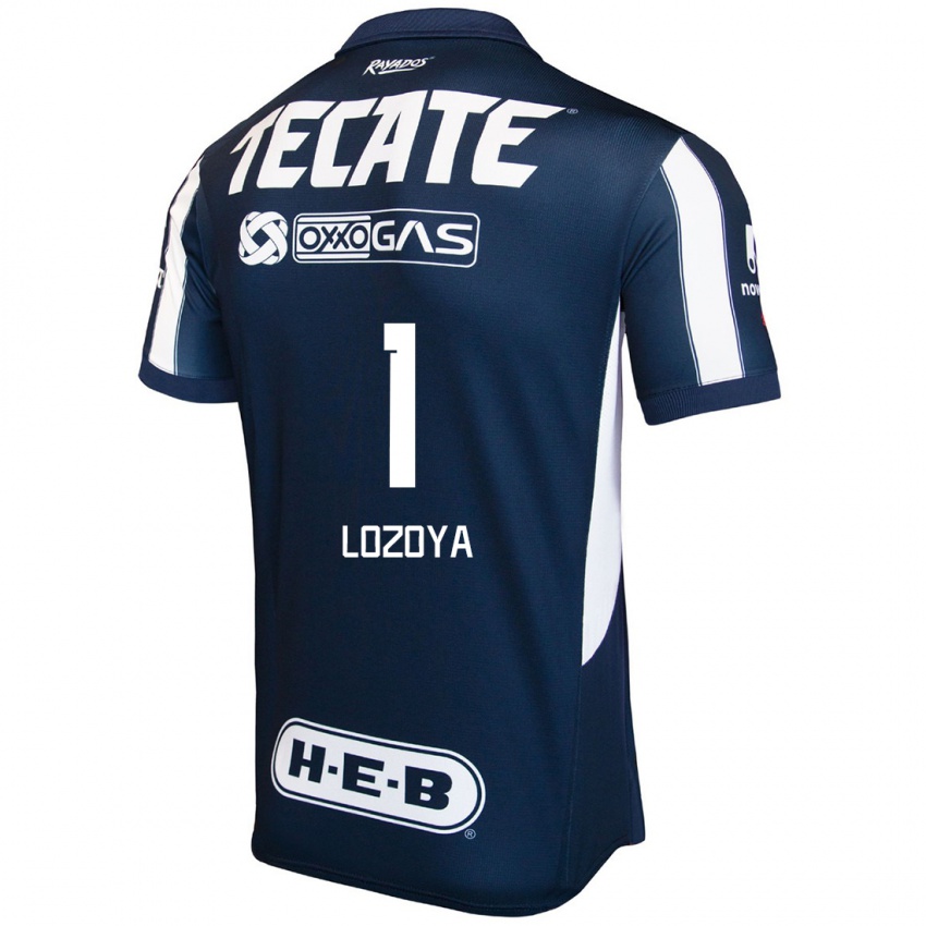 Hombre Camiseta Claudia Lozoya #1 Azul Rojo Blanco 1ª Equipación 2024/25 La Camisa