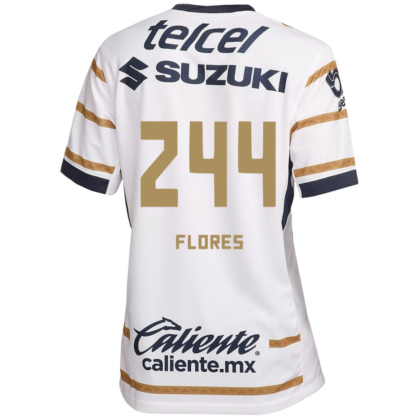 Hombre Camiseta Jonathan Flores #244 Obsidiana Blanca 1ª Equipación 2024/25 La Camisa