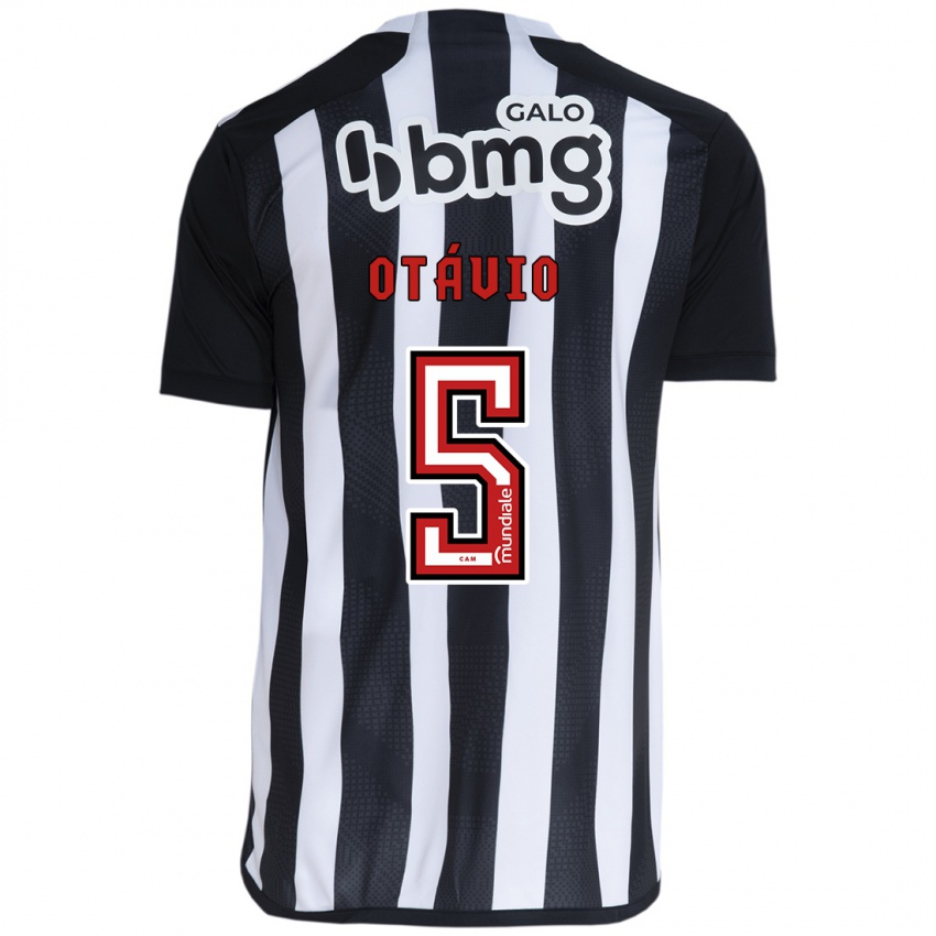 Hombre Camiseta Otávio #5 Blanco Negro 1ª Equipación 2024/25 La Camisa