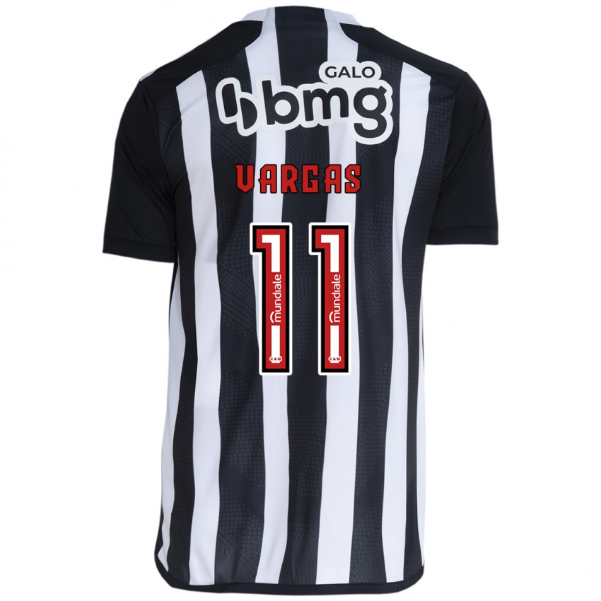 Hombre Camiseta Eduardo Vargas #11 Blanco Negro 1ª Equipación 2024/25 La Camisa