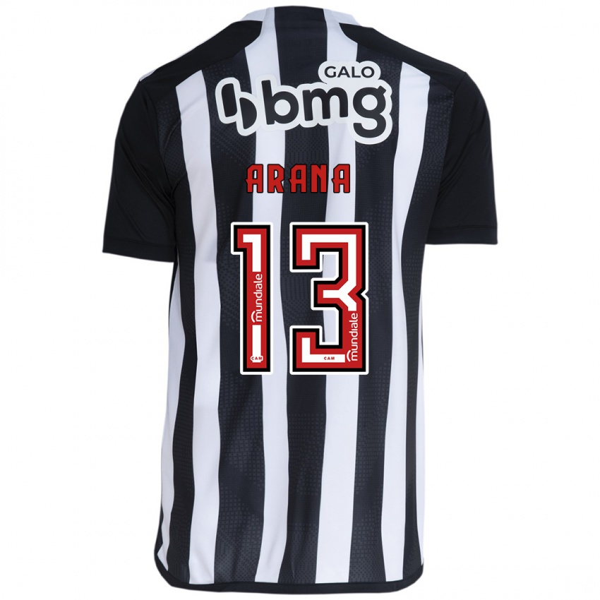 Hombre Camiseta Guilherme Arana #13 Blanco Negro 1ª Equipación 2024/25 La Camisa