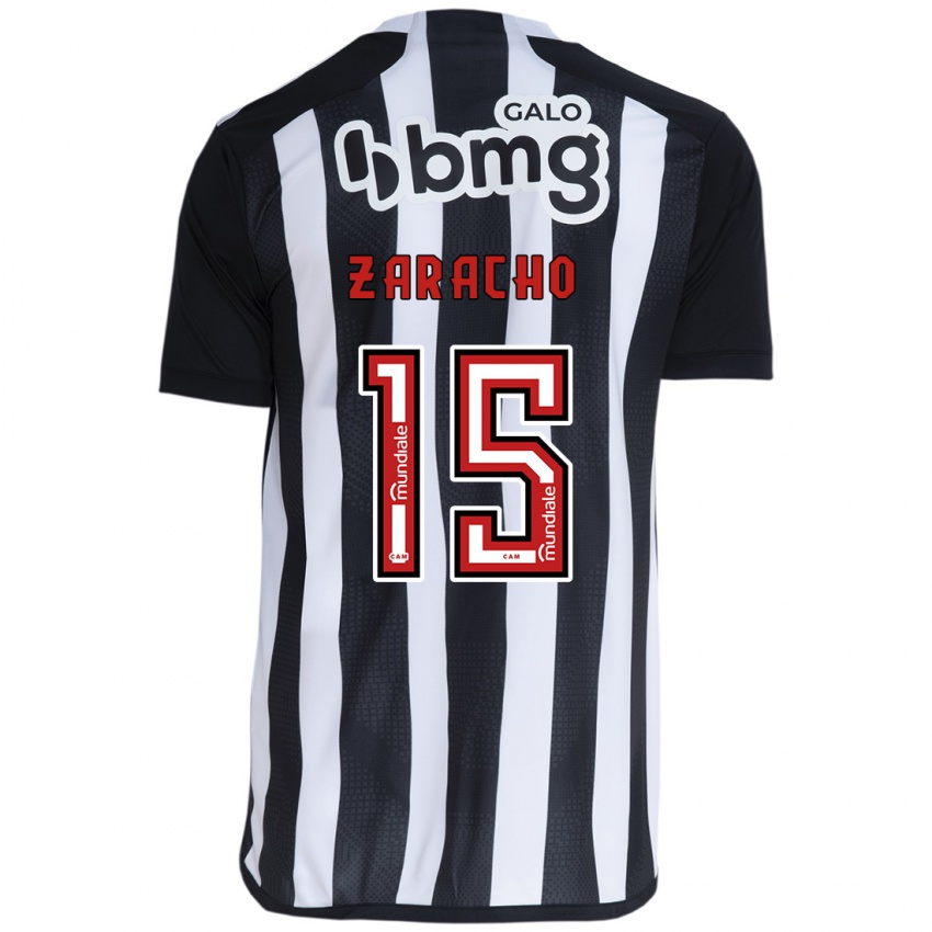 Hombre Camiseta Matias Zaracho #15 Blanco Negro 1ª Equipación 2024/25 La Camisa