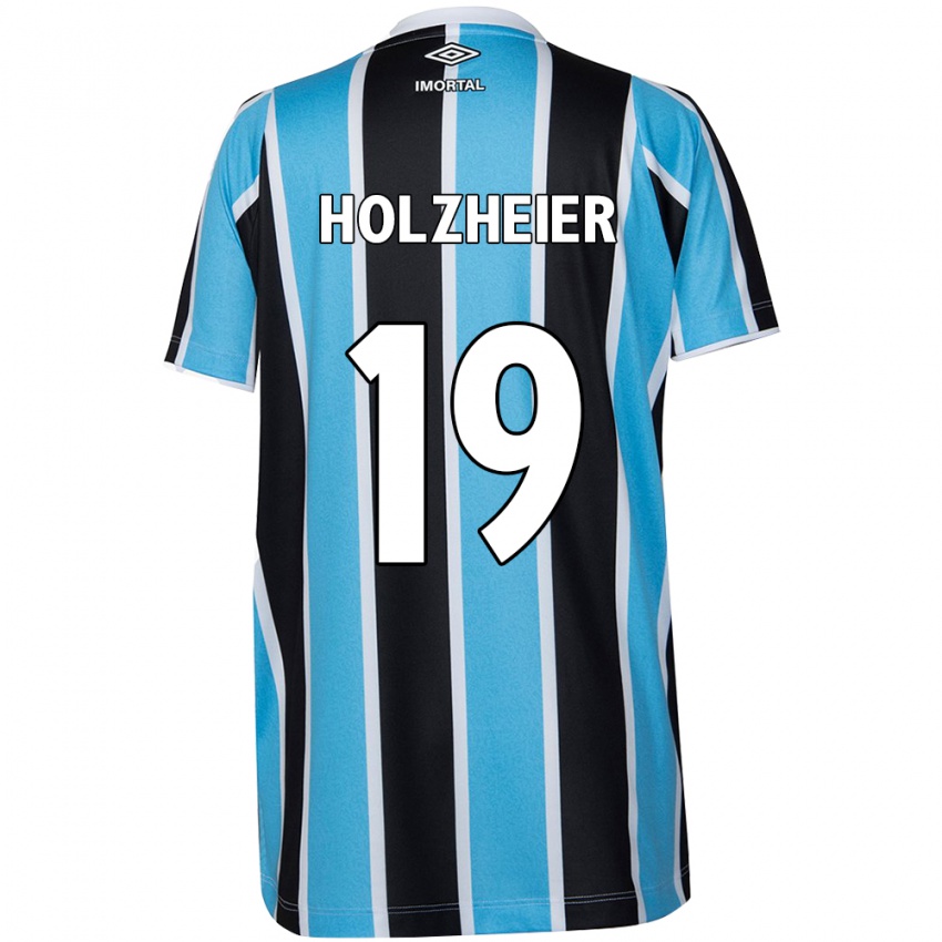 Hombre Camiseta Agostina Holzheier #19 Azul Negro Blanco 1ª Equipación 2024/25 La Camisa