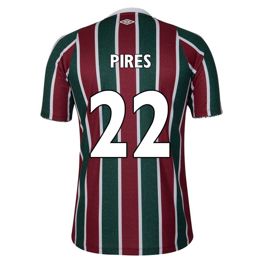 Hombre Camiseta Gabriel Pires #22 Verde Granate Blanco 1ª Equipación 2024/25 La Camisa