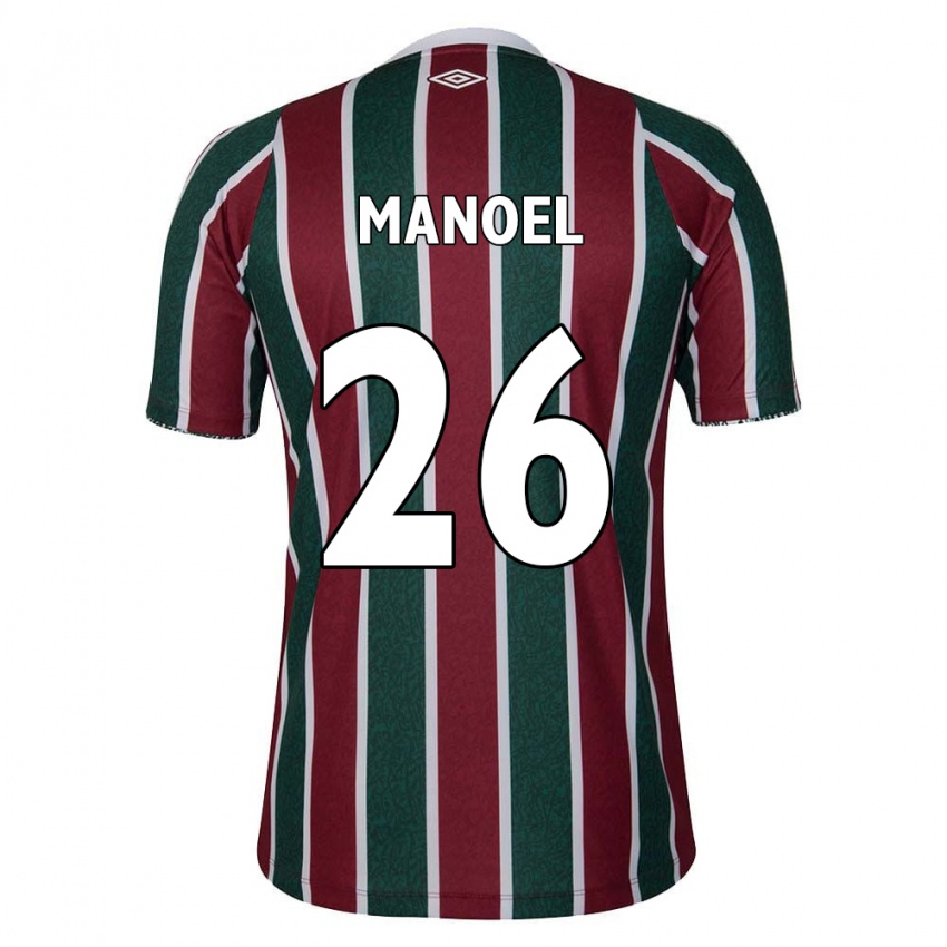 Hombre Camiseta Manoel #26 Verde Granate Blanco 1ª Equipación 2024/25 La Camisa