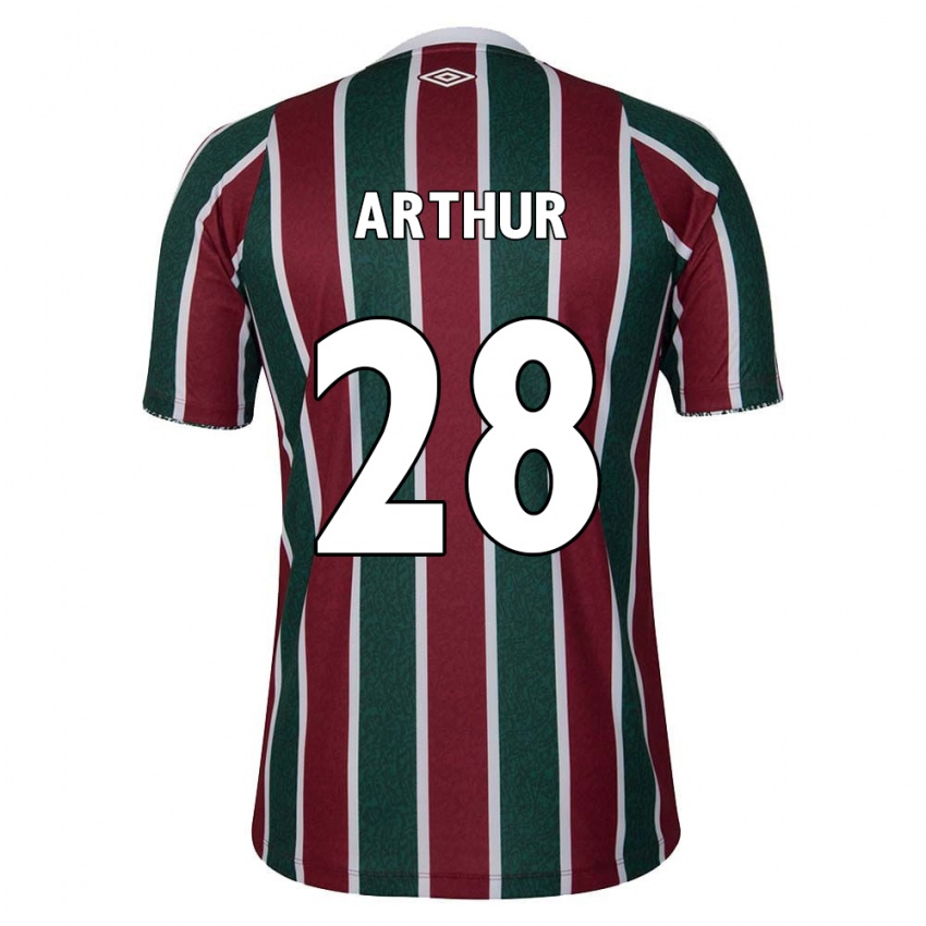 Hombre Camiseta Arthur #28 Verde Granate Blanco 1ª Equipación 2024/25 La Camisa