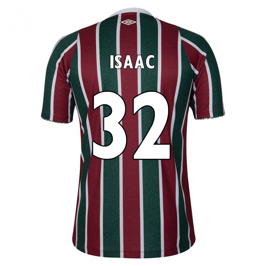 Hombre Camiseta Isaac #32 Verde Granate Blanco 1ª Equipación 2024/25 La Camisa