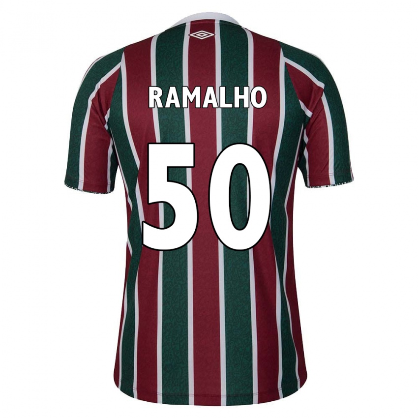 Hombre Camiseta Gustavo Ramalho #50 Verde Granate Blanco 1ª Equipación 2024/25 La Camisa