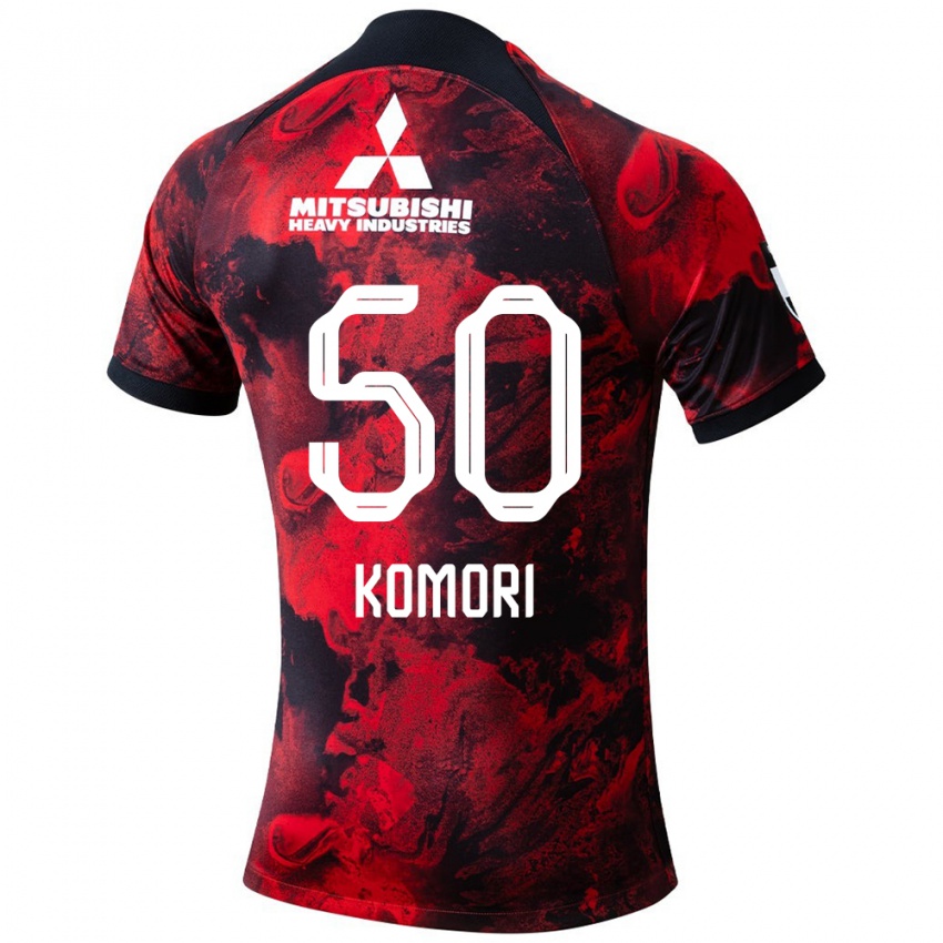 Hombre Camiseta Haruki Komori #50 Negro Rojo 1ª Equipación 2024/25 La Camisa