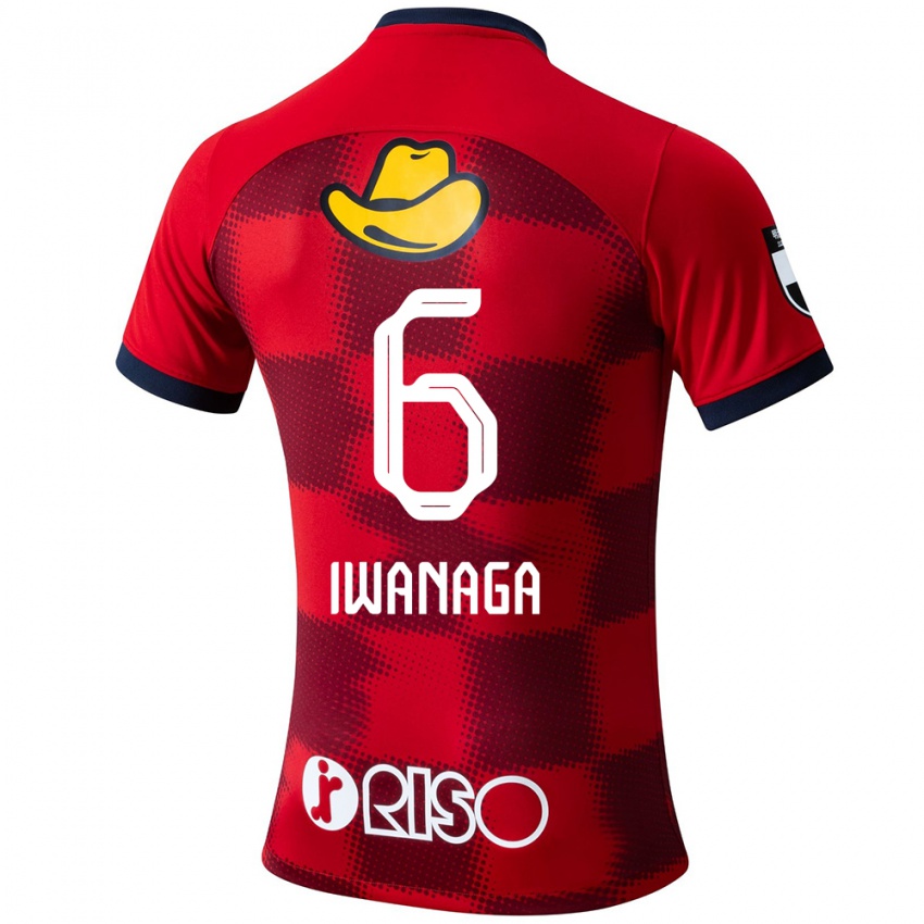 Hombre Camiseta Yoshiki Iwanaga #6 Rojo Azul Blanco 1ª Equipación 2024/25 La Camisa