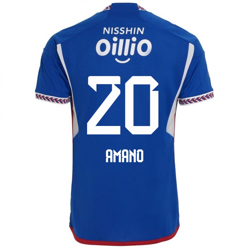 Hombre Camiseta Jun Amano #20 Azul Blanco Rojo 1ª Equipación 2024/25 La Camisa