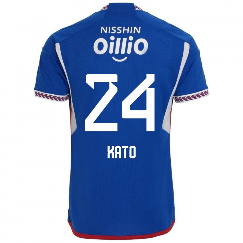 Hombre Camiseta Hijiri Kato #24 Azul Blanco Rojo 1ª Equipación 2024/25 La Camisa