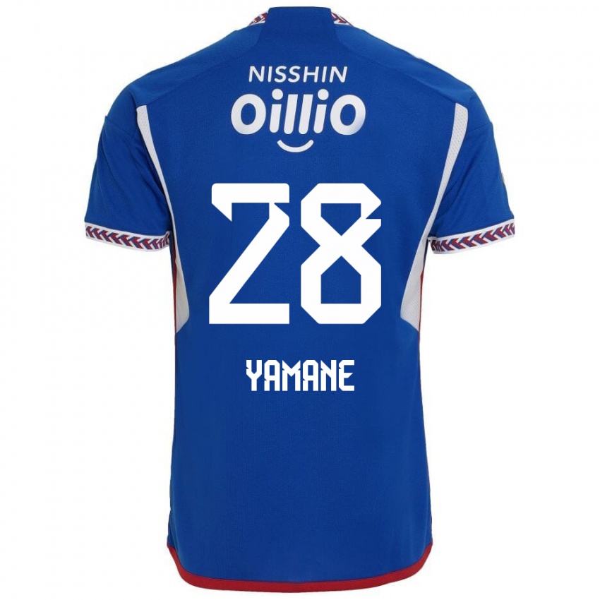 Hombre Camiseta Riku Yamane #28 Azul Blanco Rojo 1ª Equipación 2024/25 La Camisa