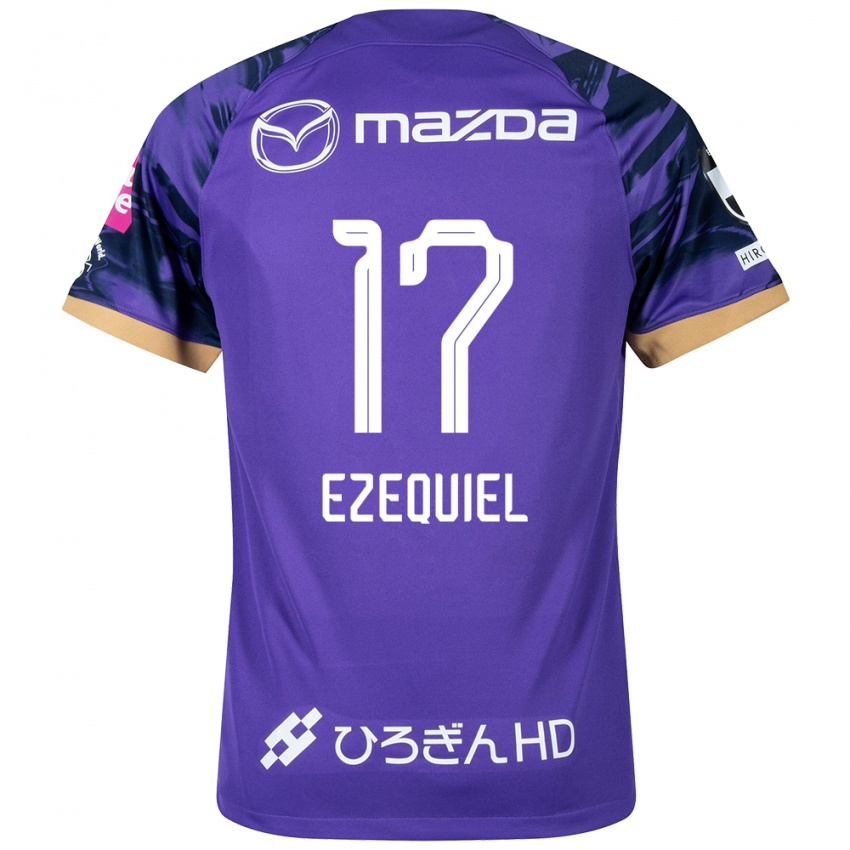 Hombre Camiseta Ezequiel #17 Púrpura Blanco 1ª Equipación 2024/25 La Camisa