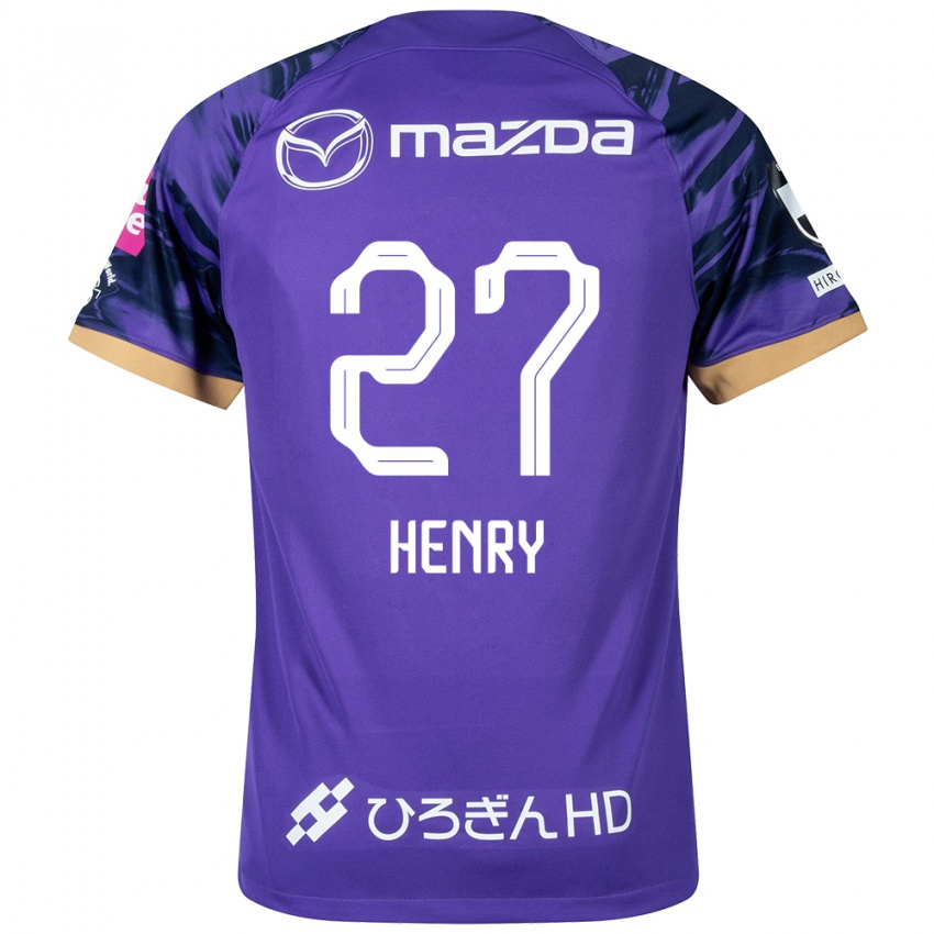 Hombre Camiseta Osamu Henry Iyoha #27 Púrpura Blanco 1ª Equipación 2024/25 La Camisa