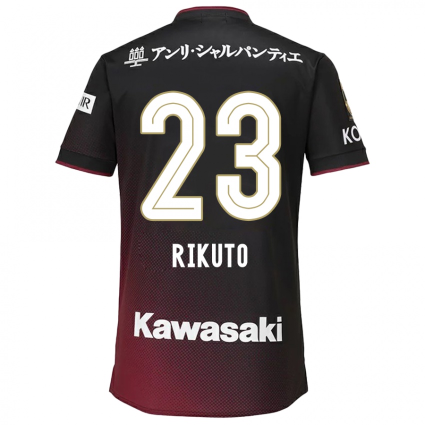 Hombre Camiseta Rikuto Hirose #23 Negro Rojo 1ª Equipación 2024/25 La Camisa