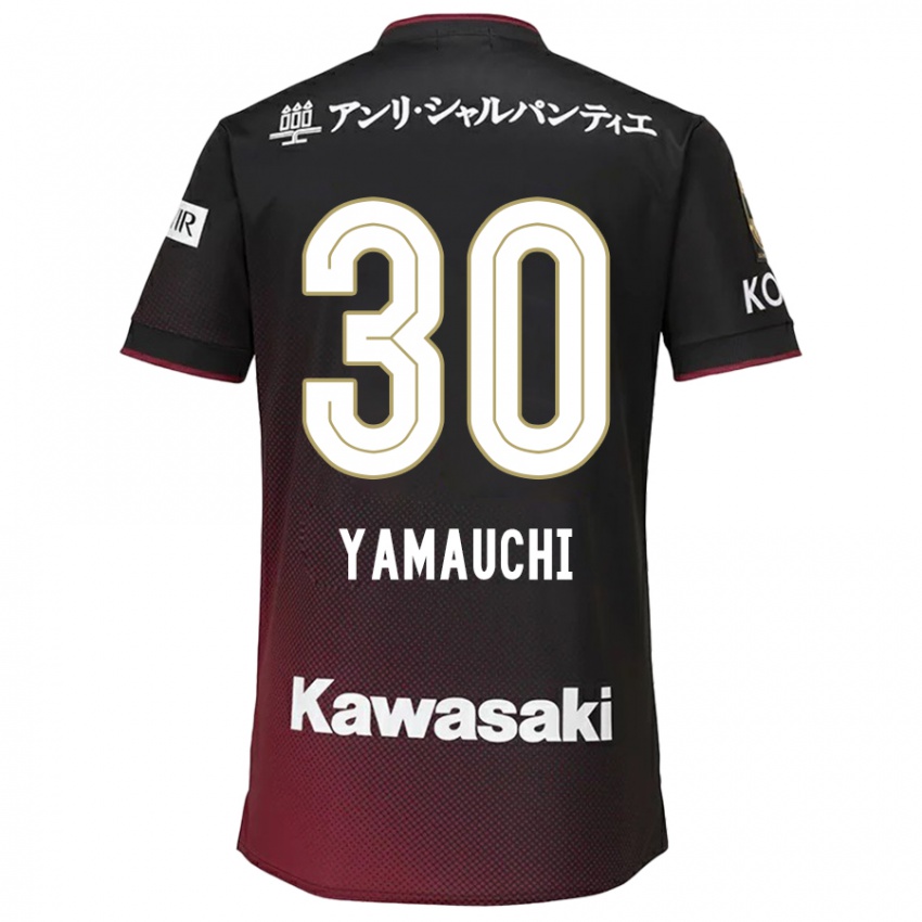 Hombre Camiseta Kakeru Yamauchi #30 Negro Rojo 1ª Equipación 2024/25 La Camisa