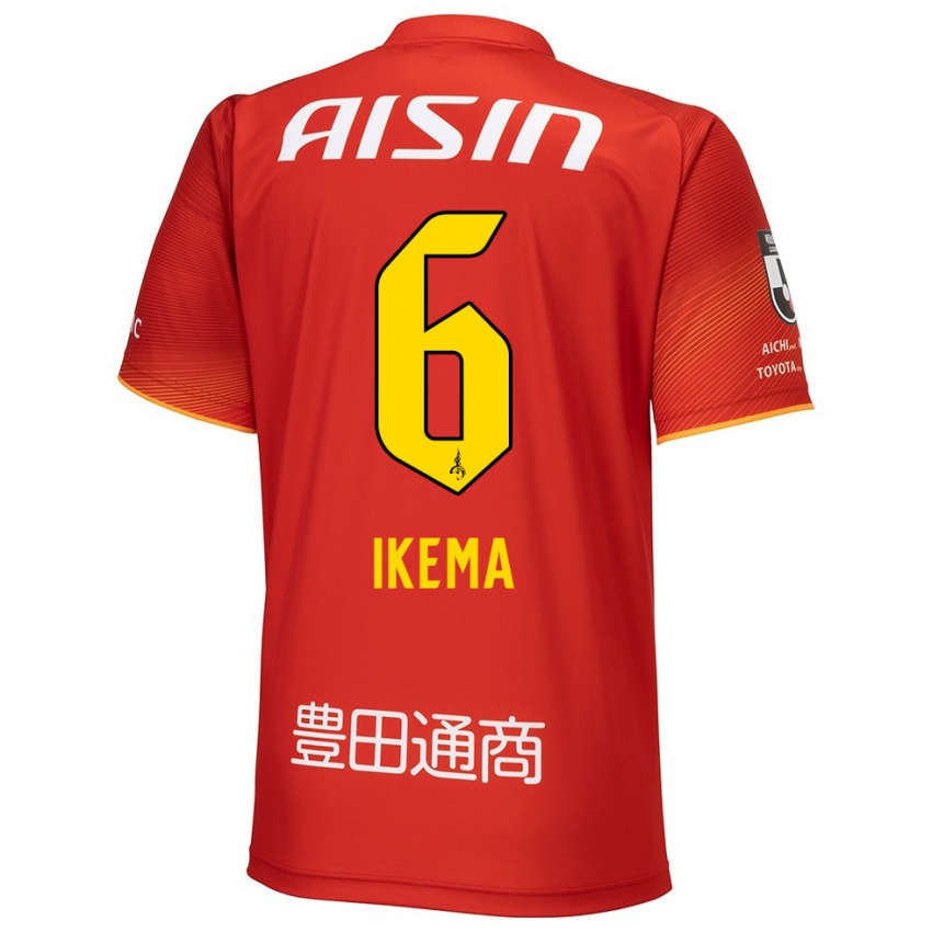 Hombre Camiseta Kano Ikema #6 Rojo Blanco Amarillo 1ª Equipación 2024/25 La Camisa