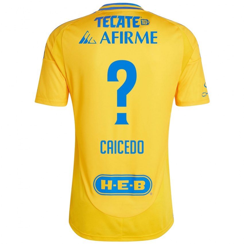 Hombre Camiseta Jordy Caicedo #0 Oro Amarillo 1ª Equipación 2024/25 La Camisa