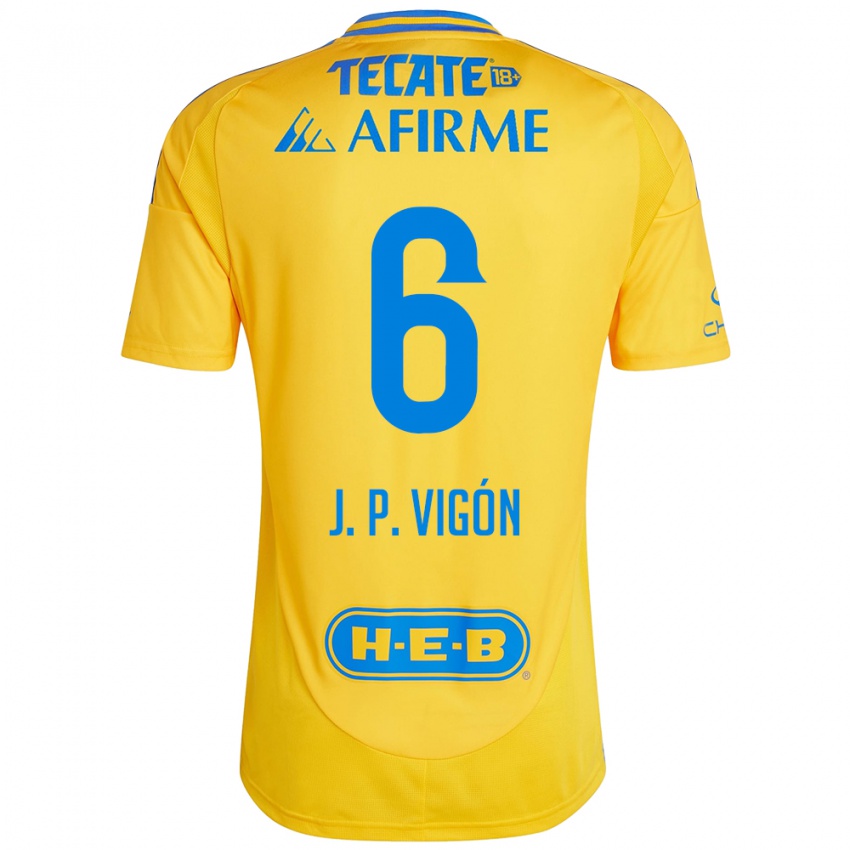 Hombre Camiseta Juan Pablo Vigon #6 Oro Amarillo 1ª Equipación 2024/25 La Camisa