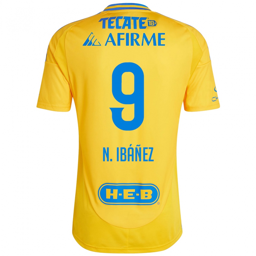 Hombre Camiseta Nicolás Ibáñez #9 Oro Amarillo 1ª Equipación 2024/25 La Camisa